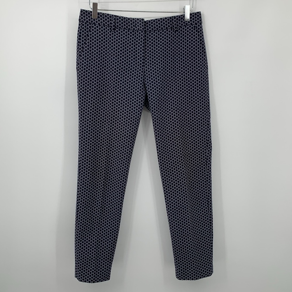 Peserico Sign flat front slim trouser pants navy blue texture diamond Italy 44 8